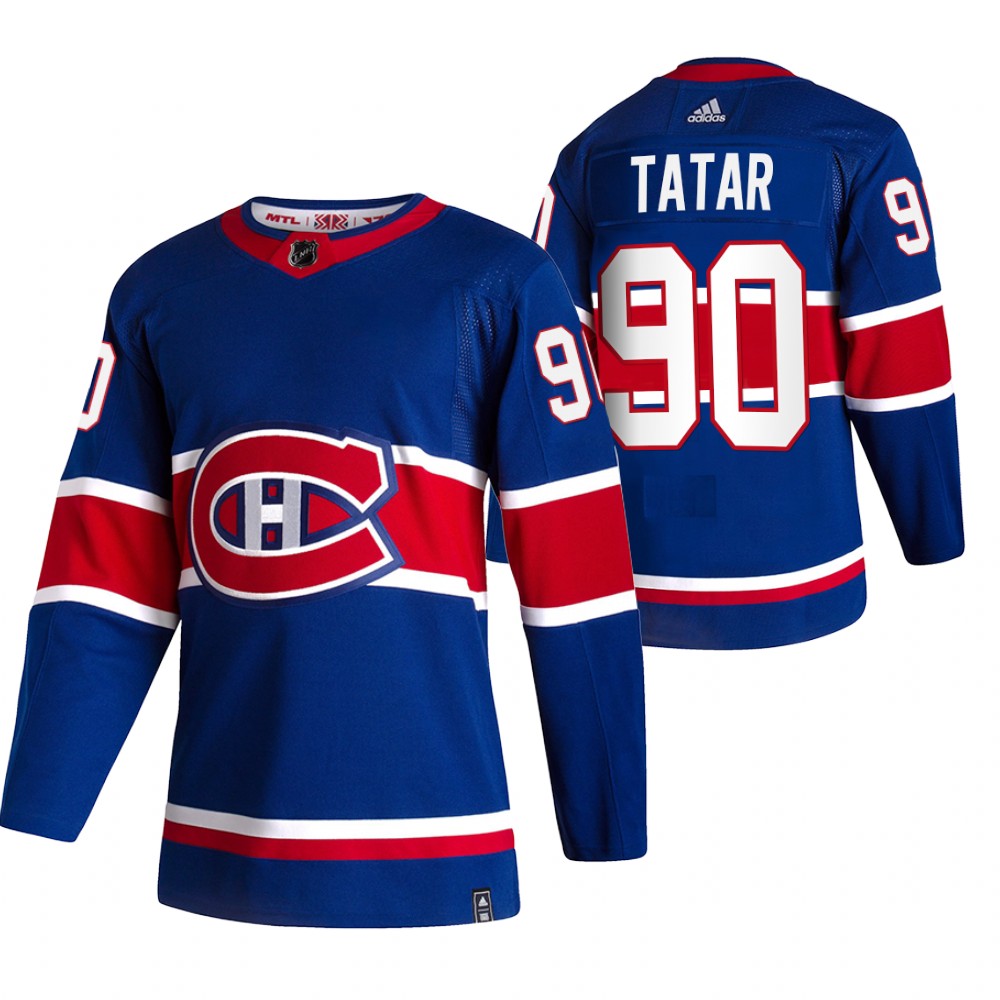 Cheap 2021 Adidias Montreal Canadiens 90 Tomas Tatar Blue Men Reverse Retro Alternate NHL Jersey